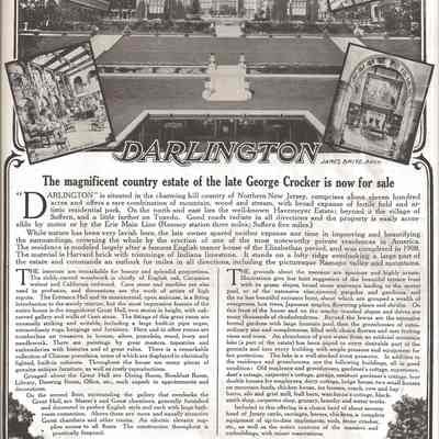"Darlington, The magnificent country estate of the late George Crocker is now dor sale"