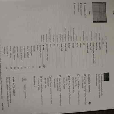 Genealogy Packet Charles Wild