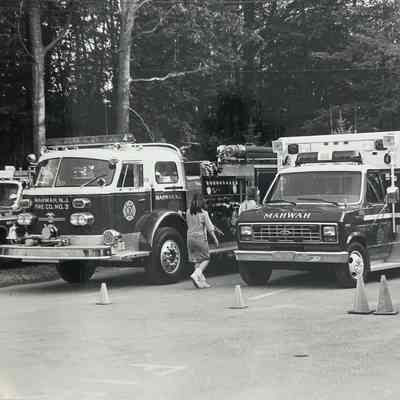 A photograph of the fire engines out front