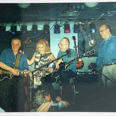 Lou Pallo, Niki Parot, Les Paul, and John Colliani at the Stadium- Les and his trio