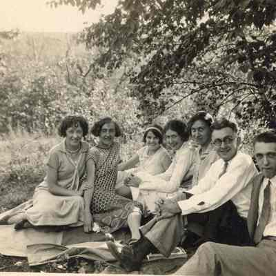 Young family and friends