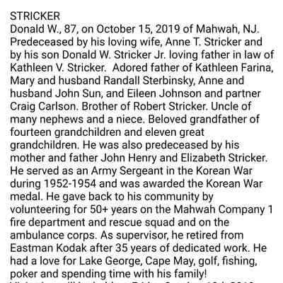 Donald Stricker-death Notice