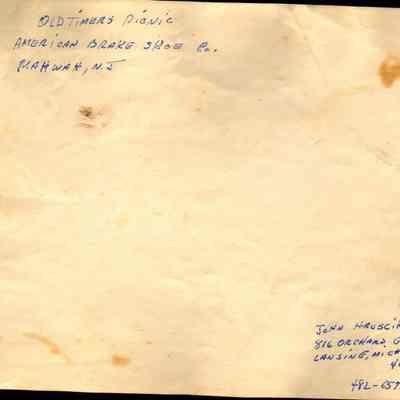 Back of Photo of Old Timer's Picnic at American Brake Shoe: Origformat: Print-Photographic