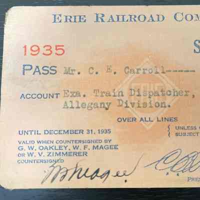 Erie Railroad Pass, 1935