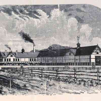 Etching of Mountainside Farm barn