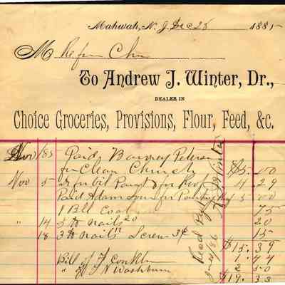 Invoice from A.J. Winter - Reimbursement for Expenses