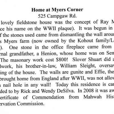 Home at Myers Corner Caption