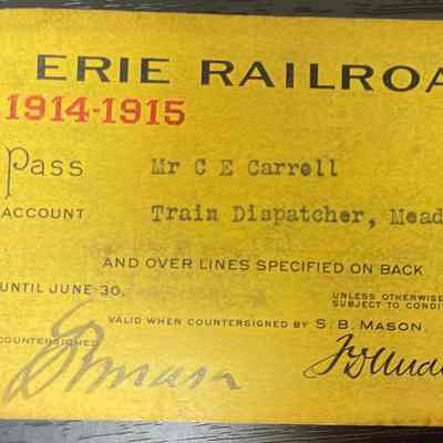 Erie Railroad Pass, 1914-1915