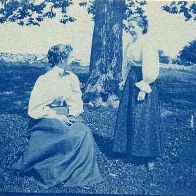 Annie Carpenter at Valley Farm, with friend