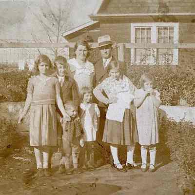 Spring 1935 Teddy in pram, Lillian, Bill, Mary and John Janisheski Joseph, my mom Rose, Felicia, Ann, missing from picture Veronica