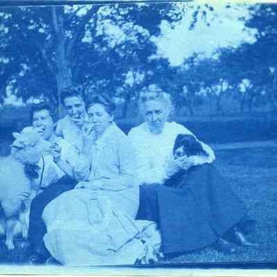 Annie Carpenter & friends at Valley Farm with lamb and dog