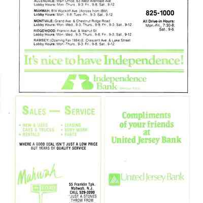 1984 Mahwah, New Jersey Booklet by the Mahwah Chamber of Commerce (Page 12)