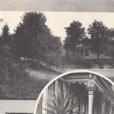 Partial photograph composite White house with fence
