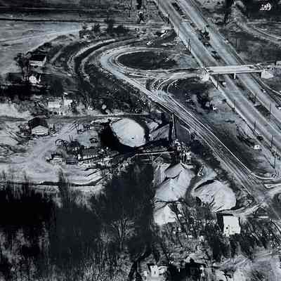 Sand pit with Route 17 construction