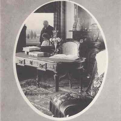 Partial photograph composite Colonel Miller with Mabel Van Kirk (grandchild