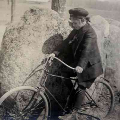 Jack Mayer on a bicycle