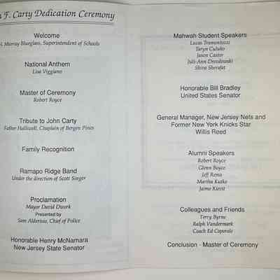 Names of people who spoke and took part at the ceremony