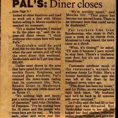 Newspaper article on Pal's Diner pt2: Origformat: Artifact