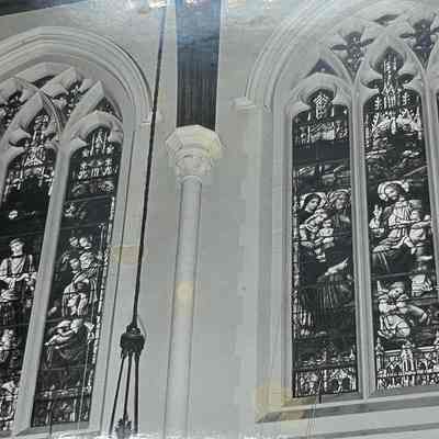 Stained (colored) glass windows in the Chapel. The windows depict stories from the Bible