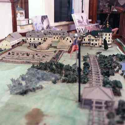 Vail Mansion and Estate Circa 1915 model (not to scale): Overview of southern exposure looking north - Photo by Michael Thurston