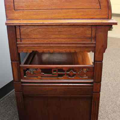 Lower side profile of roll-top desk/secretary: Photo by Michael Thurston