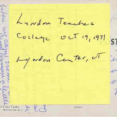 Dave Kanell’s Post-It® notes with details about the postcard image and mailing history: All images for this listing exist as digital images only in Vail Museum - digitized by Michael Thurston