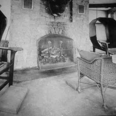Hooded Armchairs - Historic Context View: The hooded armchairs as placed in Vail Mansion - The Stone Porch - Ground Level - South Tower - Digitized image by Michael Thurston