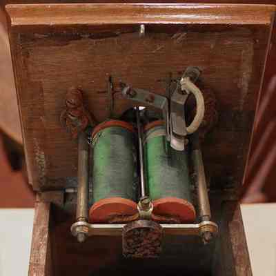 New England Telephone Desktop Ringer - with top open, exposing electronics