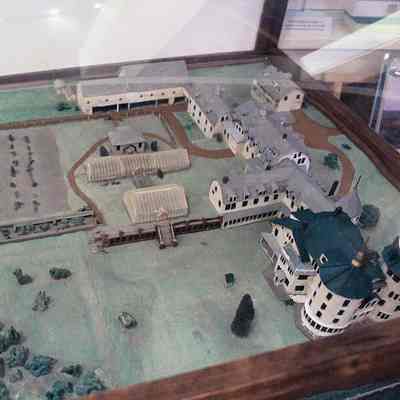 T.N. Vail’s Mansion and Greenhouses Circa 1915 Model (not to scale): Looking down on south side of mansion, greenhouses and gardens - Photo by Michael Thurston