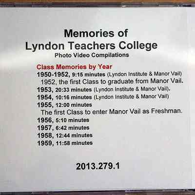 Lyndon Teachers College Photo Montages Compilation DVD - Back cover