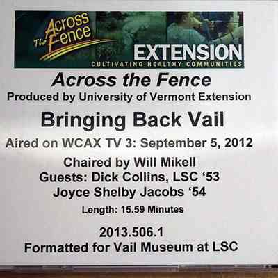 Across The Fence: Bringing Back Vail DVD - September 5, 2012 -- Back cover: Hosted and produced by Will Mikell