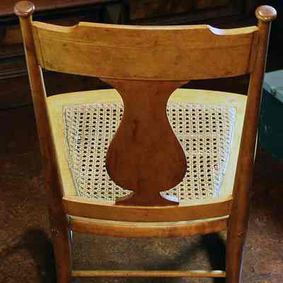 Curly Maple cane rocker from Vail’s collection - back view