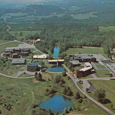 Lyndon State College Campus Circa 1980s - 90s - Aerial Real Color Photo Postcard - from the David & Beth Kanell Collection