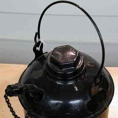 Black metal kerosene can circa 1920s - top handle/spout view # 2