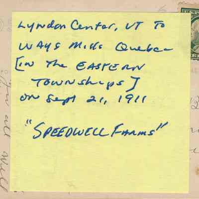 Dave Kanell’s Post-It® notes with details about the postcard image and mailing history