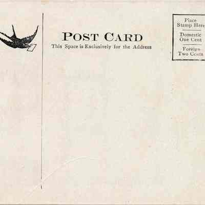 Address side of post card - has some kind of reference number written, upper left, in pencil: Address and stamp areas are unused