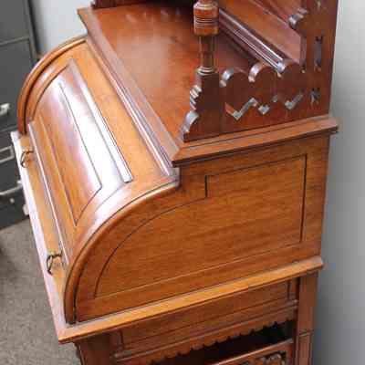 3/4 profile from right side of roll-top desk/secretary: Photo by Michael Thurston