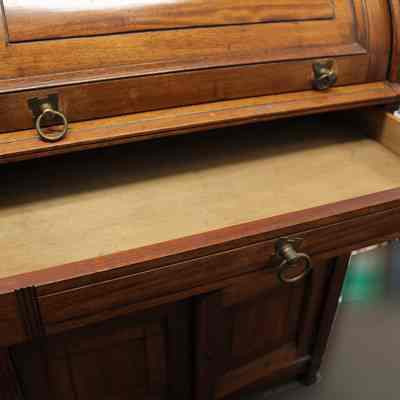 Detail of drawer under roll-top in roll-top desk/secretary: Photo by Michael Thurston
