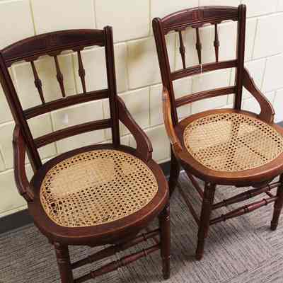 The 2 caned seat side chairs from The Mathewson Collection: Photo by Michael Thurston