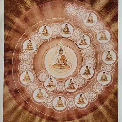 Photo of Buddhist artwork, labelled "Dan Vincent: Secret"