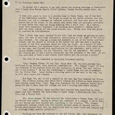 Ted Eames letter to alumni April 1945