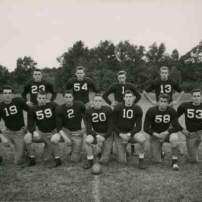 1948 varsity football team on the field