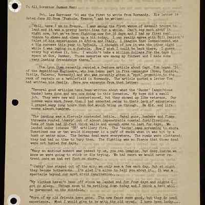 Ted Eames letter to alumni July 1944