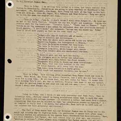 Ted Eames letter to alumni June 1944