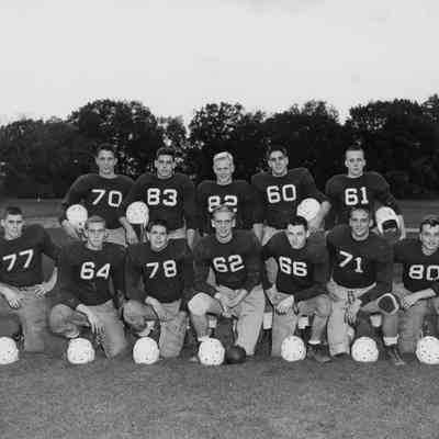1951 varsity football team on the field