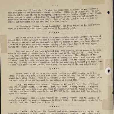 Eames letter to alumni in service November 1946 page 2