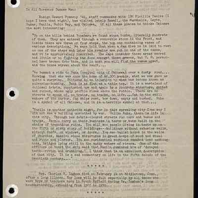 Ted Eames letter to alumni March 1946