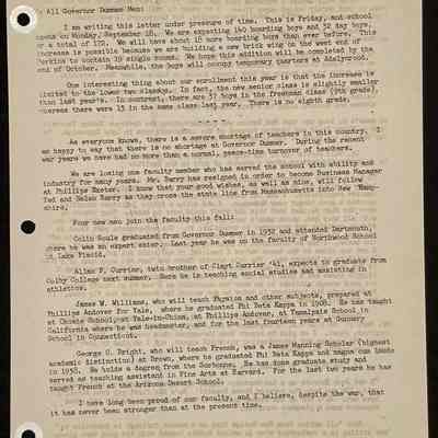 Ted Eames letter to alumni September 1944