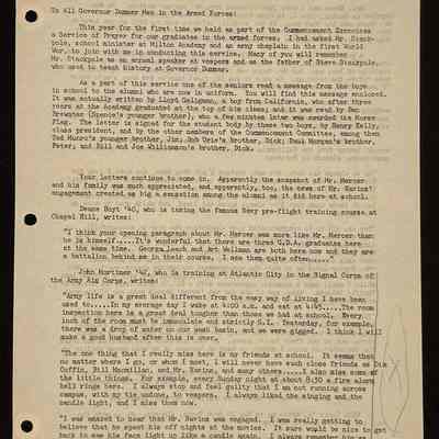 Ted Eames letter to alumni June 1943