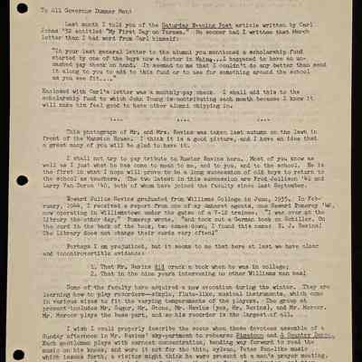 Ted Eames letter to alumni April 1944